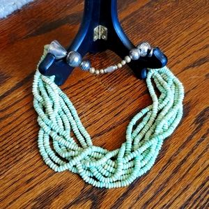 Beaded necklace with silver clasp